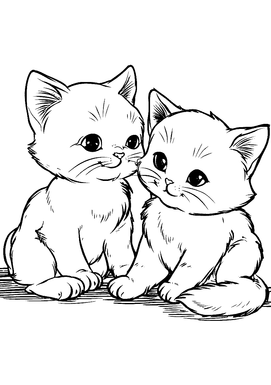 disegno da colorare di due gattini tenerissimi