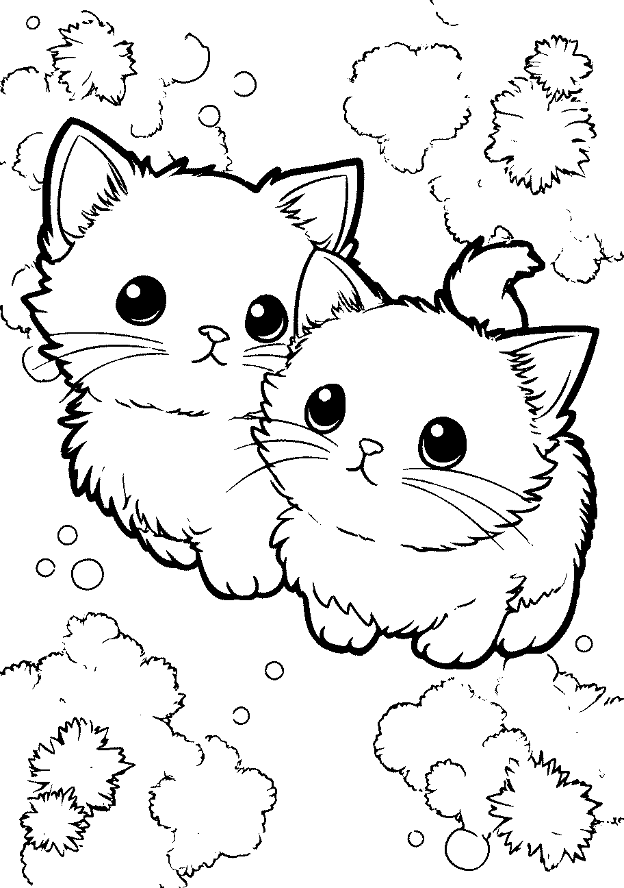 disegno da colorare di gattini con occhi teneri